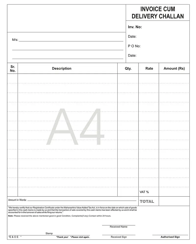 Invoice Cum Challan - Master