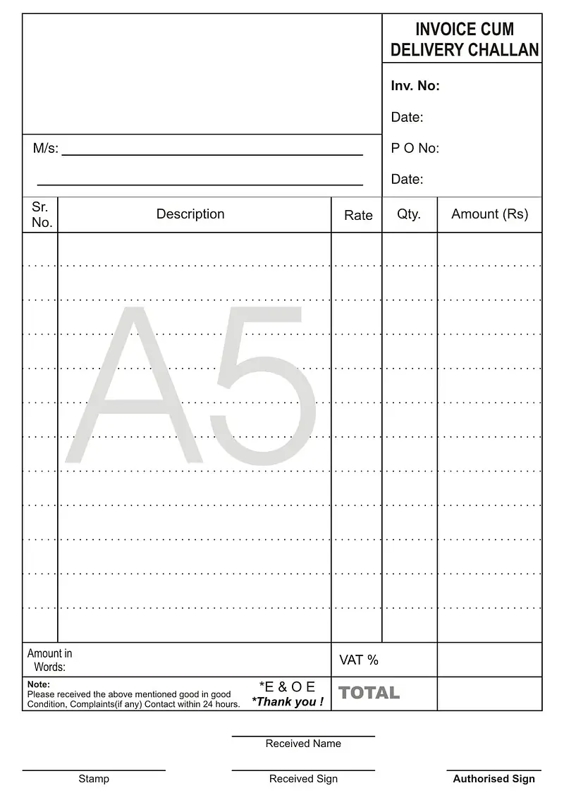 Invoice Cum Challan - Master
