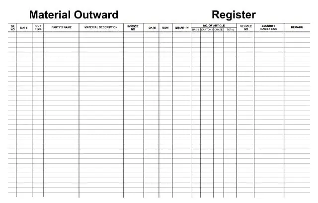 Outward Register - Master