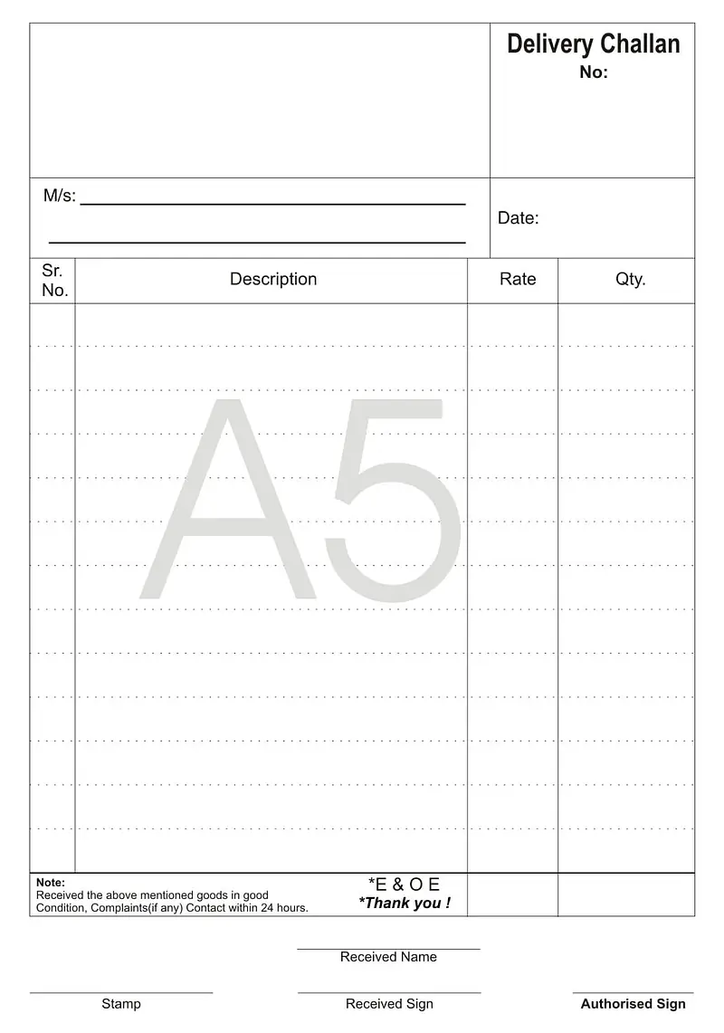 Delivery Challan Book - Master
