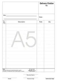 Delivery Challan Book - Master